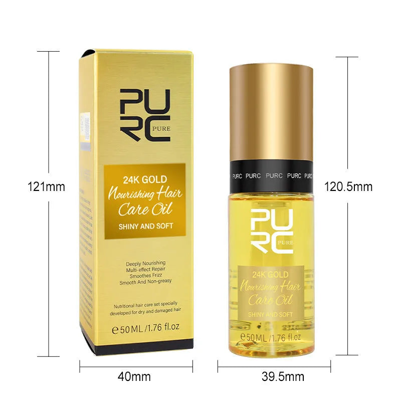 50ml bottle of yellow hair essential oil for curly hair repair and scalp care