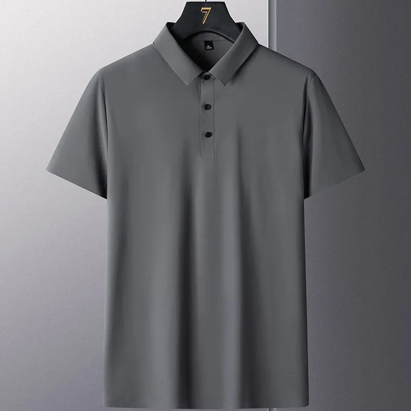 Man wearing a solid colour non-ironing short sleeve business casual shirt in a professional setting.