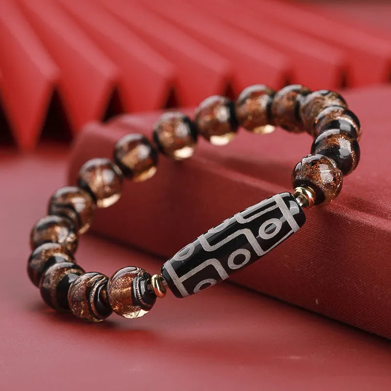 Chinese style five-colour bracelet with snake lucky beads and coloured glaze in traditional design