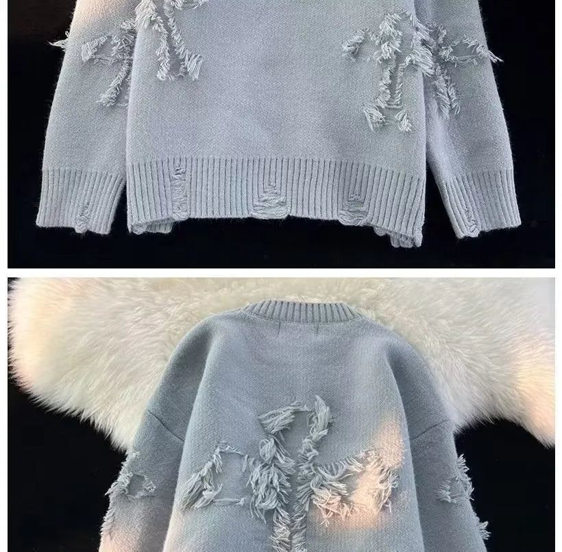 Men's ripped sweater hoodie in polyester fibre, available in apricot, black, and gray