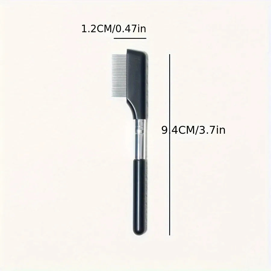 Black pet grooming brush with soft silicone bristles and comb attachment for tear stain removal on dogs and cats