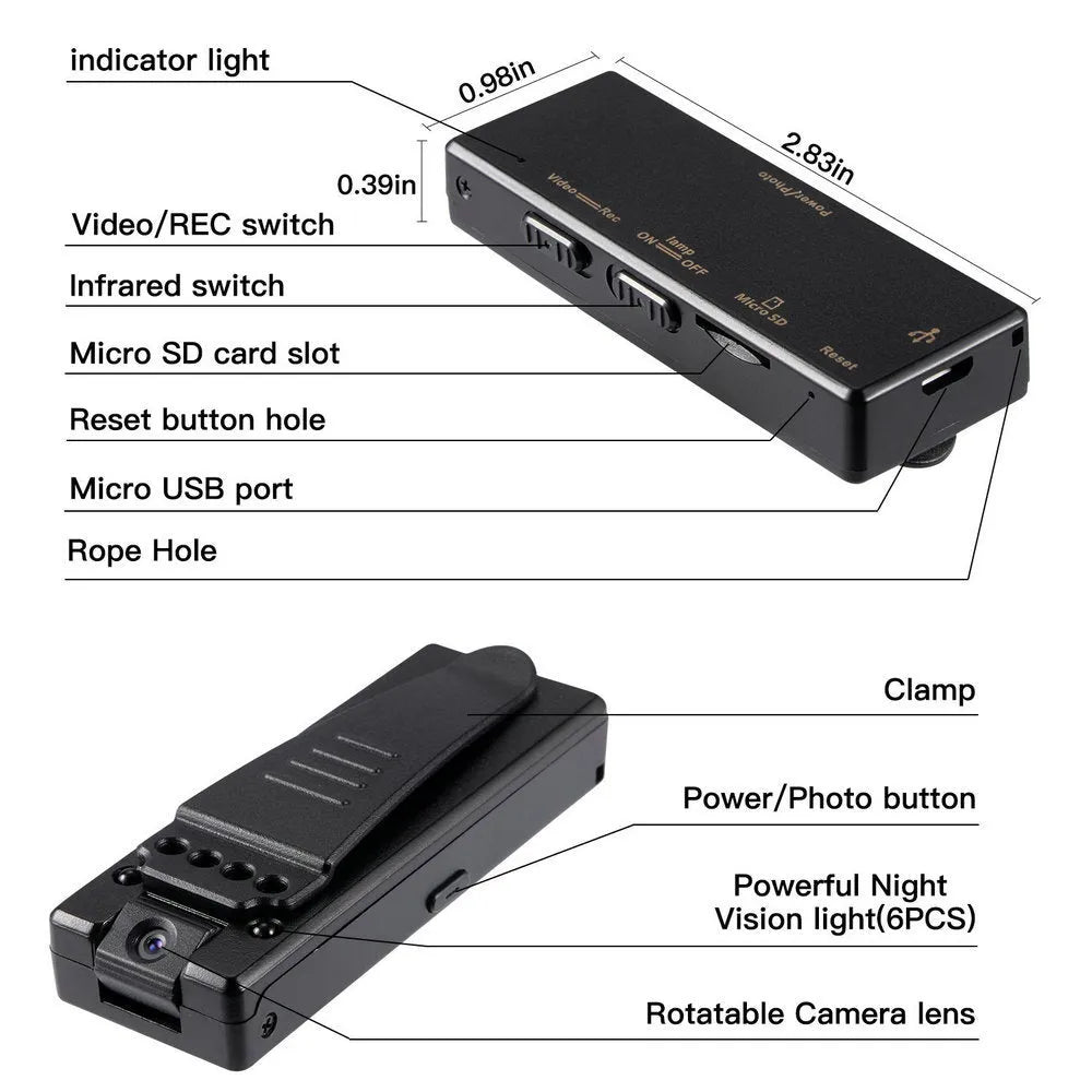 Black 1080p HD DV home camera with 90-degree rotation and night vision capability