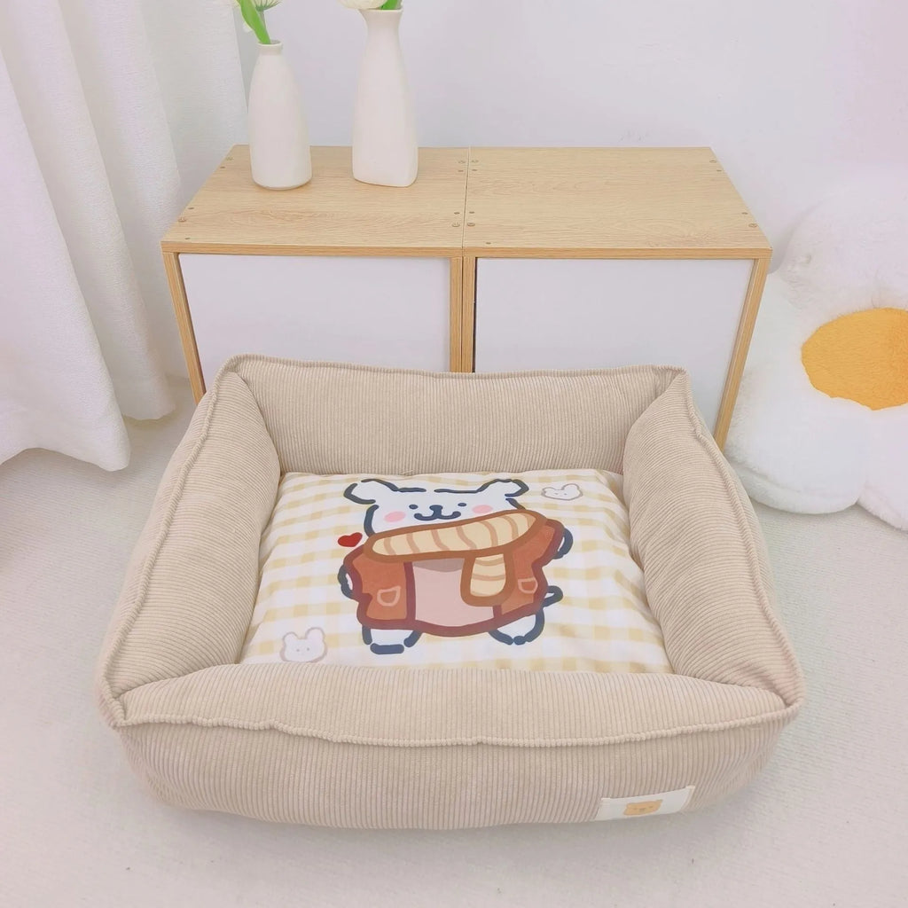 Light blue fine velvet pet nest for dogs and cats with PP cotton filling, shown in 50x40cm size.