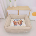 Light blue fine velvet pet nest for dogs and cats with PP cotton filling, shown in 50x40cm size.
