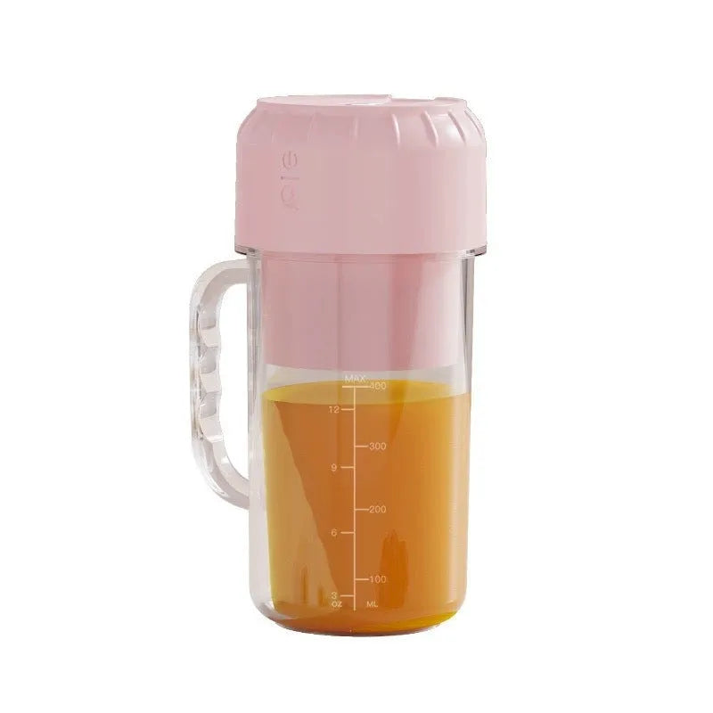 Household multifunction juicer with USB charging in cherry blossom pink or avocado green colours
