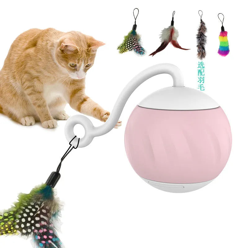 Electric cat toy ball with motion sensor and light up function in watermelon design