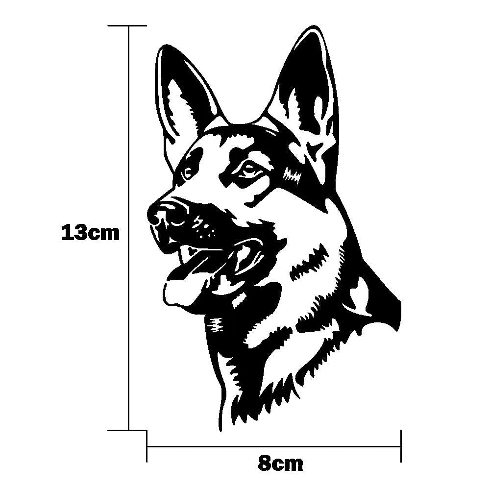 Reflective hunting dog bumper sticker with Alsatian German Shepherd design for car windows