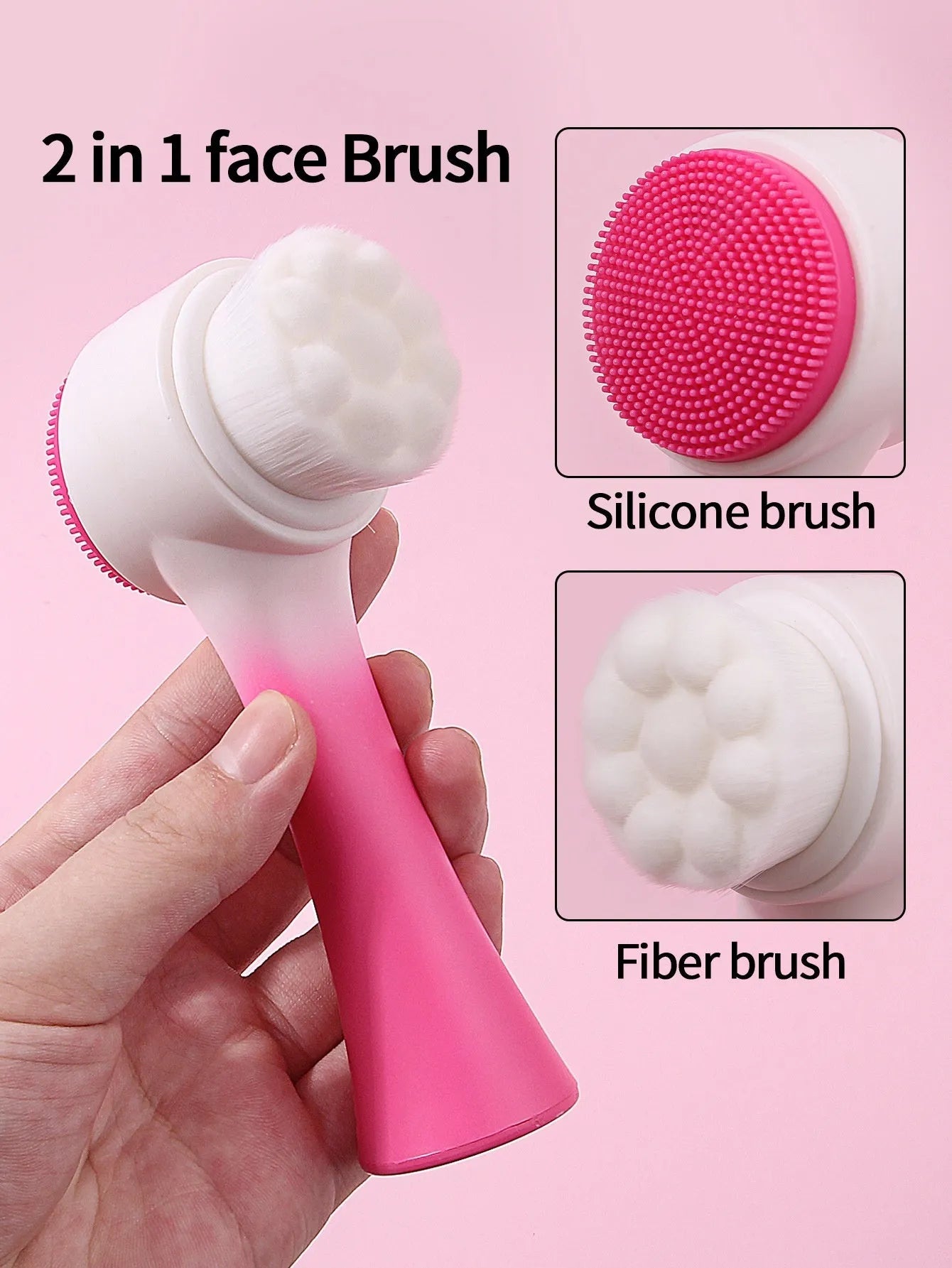 Facial brush set with coral fleece hair band, absorbent headband, and waterproof shower brush in purple colour