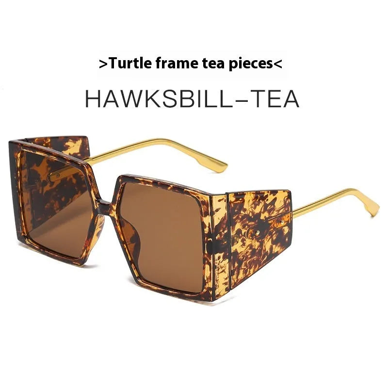 Large square frame sunglasses shown in multiple colour options with UV400 protection lenses