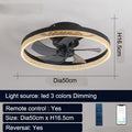 Nordic design remote control ceiling fan lamp with light, 50cm diameter in coffee gold finish.