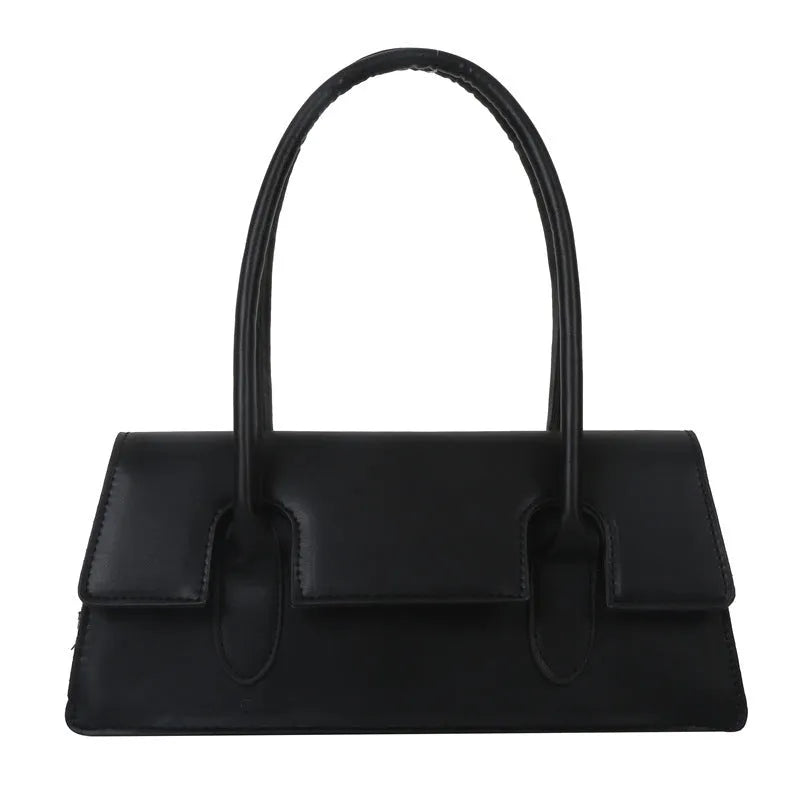 Women's retro square shoulder bag in PU leather with single strap and stitching details