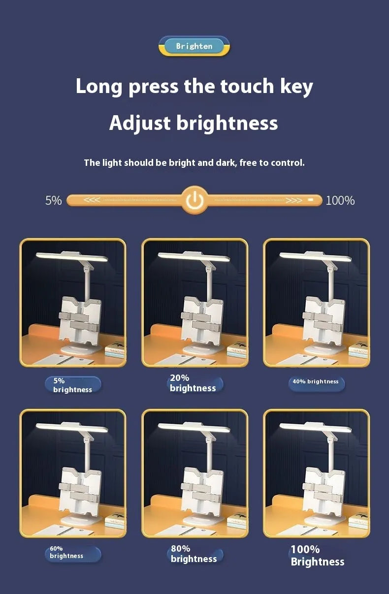 Adjustable reading table lamp with three colour temperature settings and battery operation