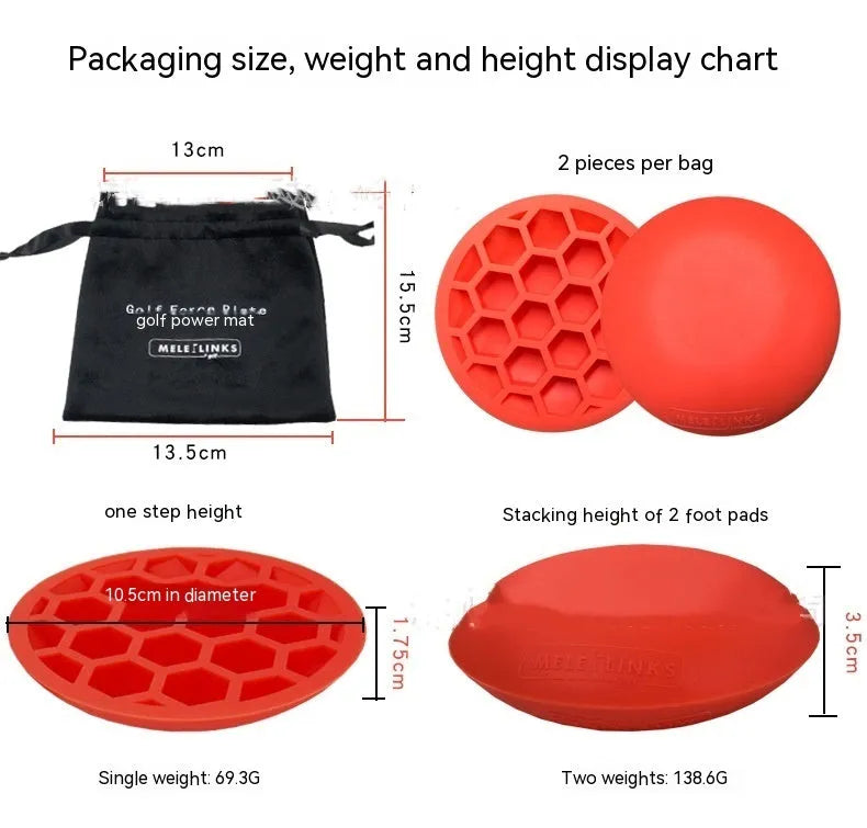 Orange golf strength training mat for centre of gravity practice with natural rubber base