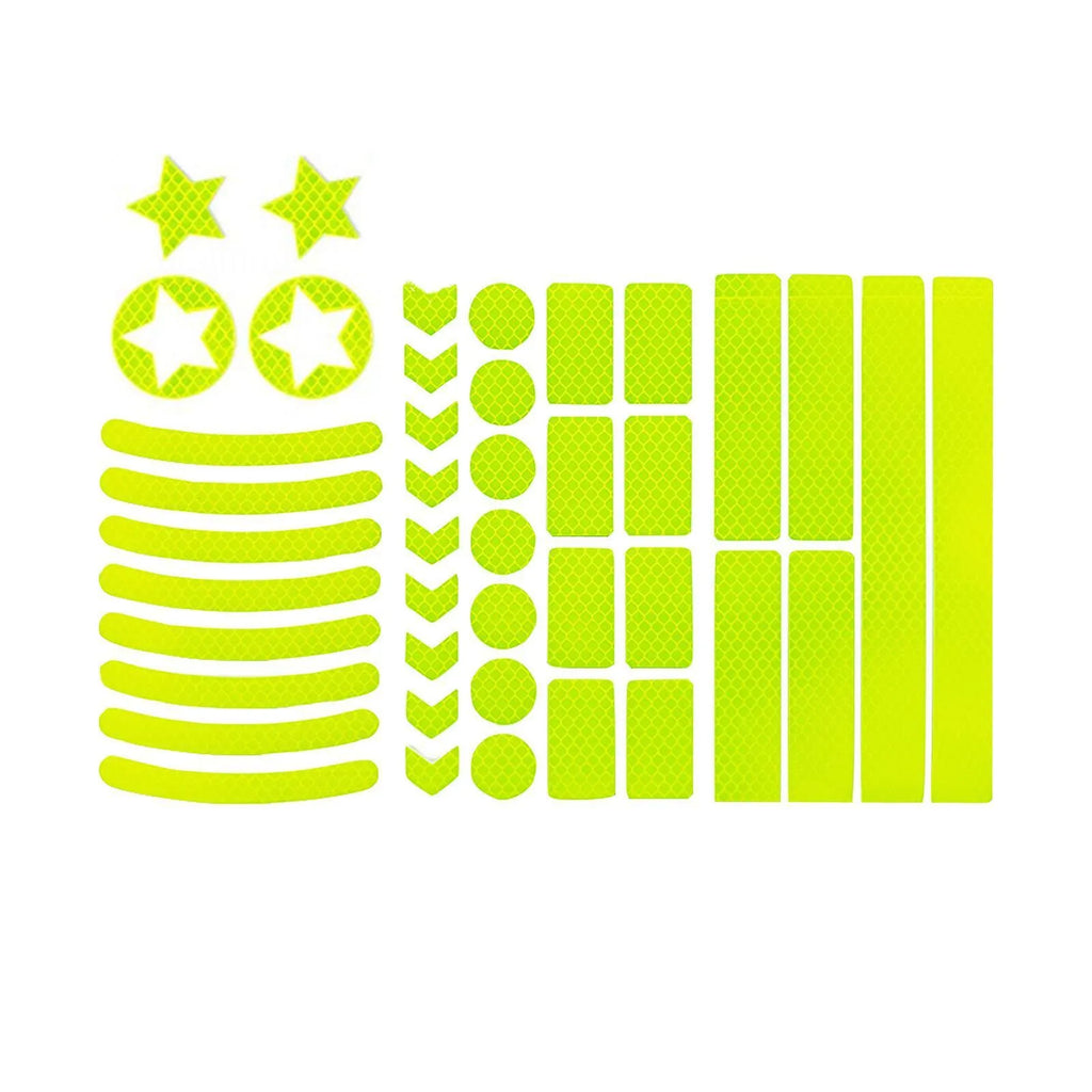 Bicycle reflective warning tape with geometric grid pattern in blue, yellow, red and white colours