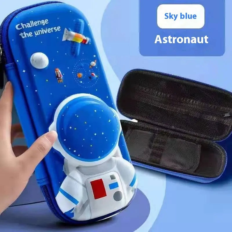3D leather pencil case with sculpted spaceship design in multiple colour options