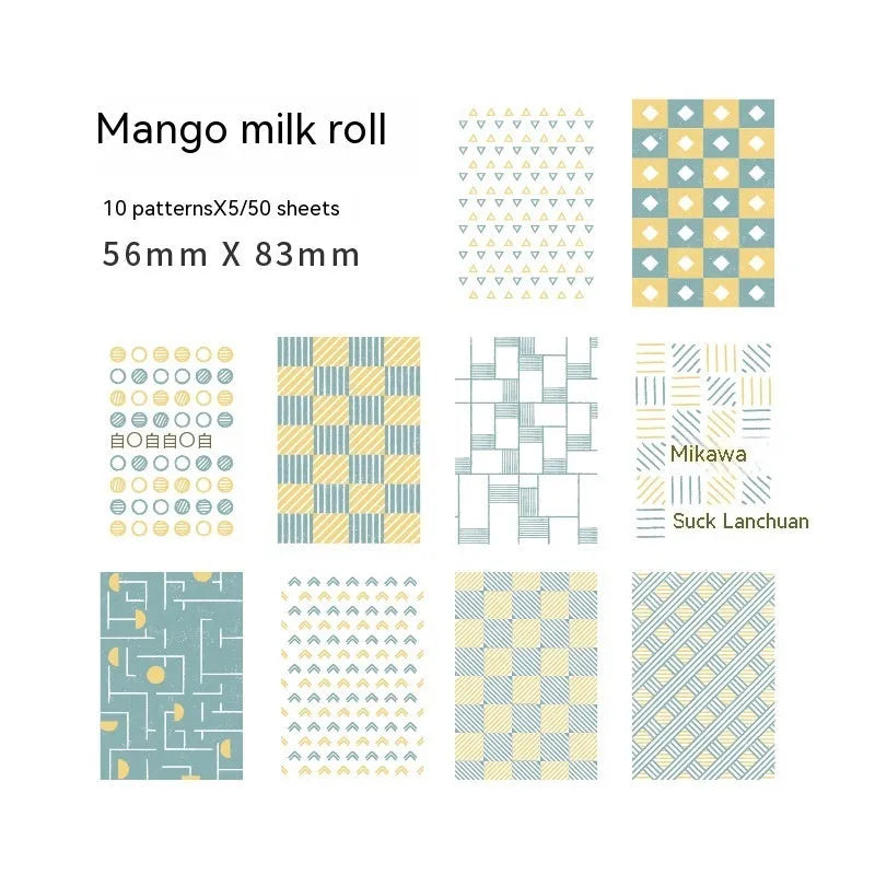 Pack of 50 retro-style collage note papers in ten dessert colours including caramel puff and strawberry coconut.