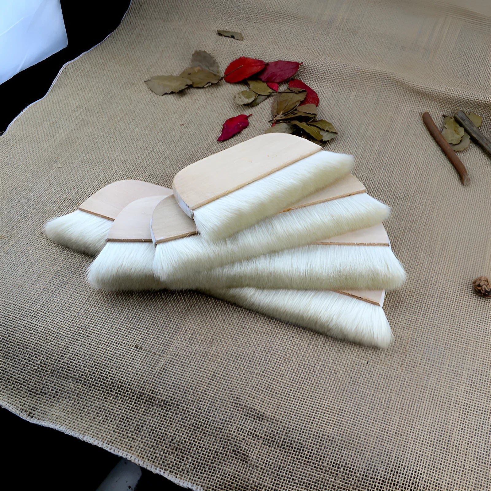 Wool brush for art mounting and shading projects in natural fibre construction