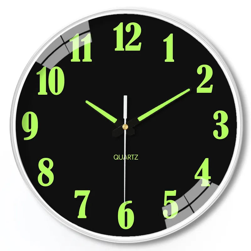 8 inch luminous wall clock with modern plastic shell showing numerals and hands