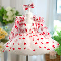Children red love princess dress gown with heart print
