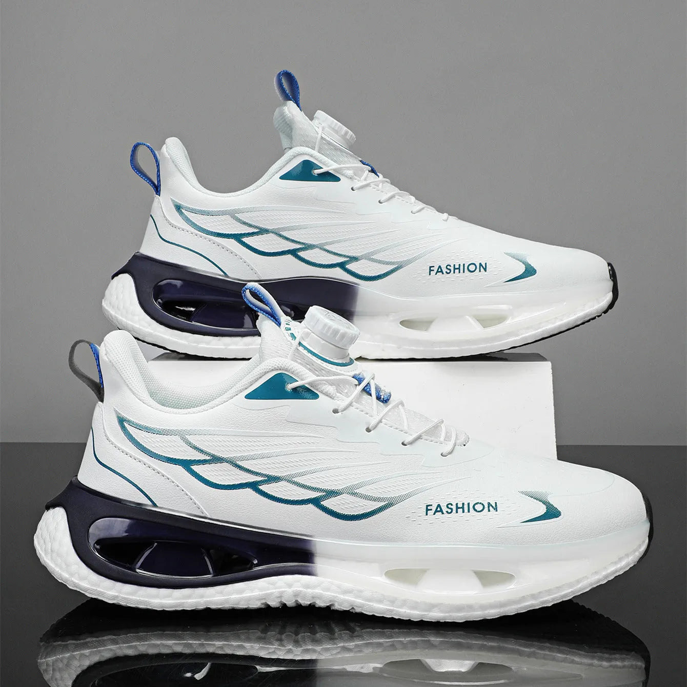 Youth button sneaker with shock absorption rotating function in casual sports style
