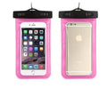 AQUA-ONE transparent waterproof phone pouch in assorted colours, showing phone inside.