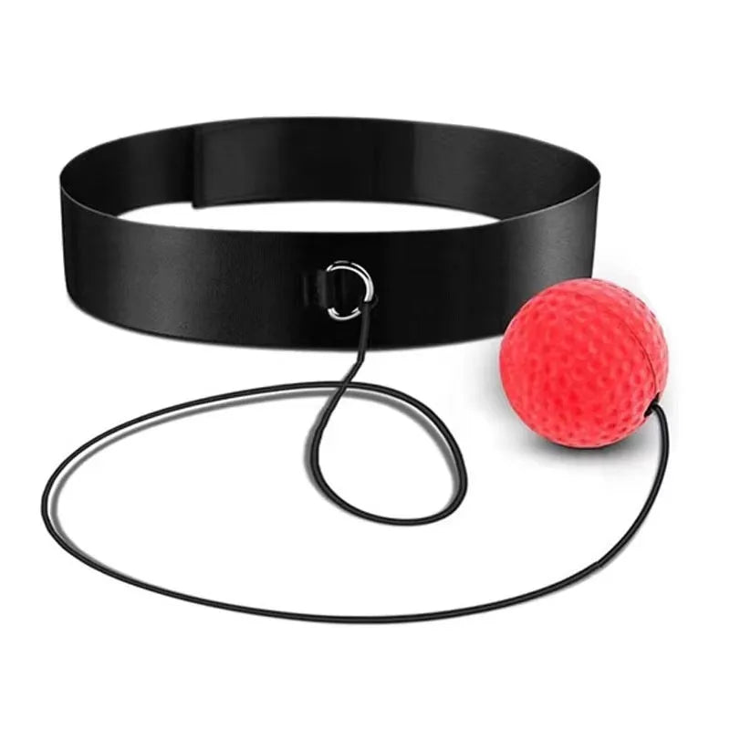 Head-mounted boxing reaction training set with adjustable headbands and multiple ball options including PU soft balls and tennis ball