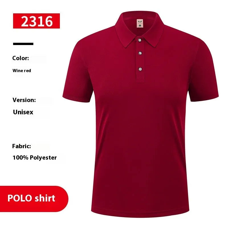 Ice silk short sleeve polo shirt pullover in six colours, shown with a polo collar and designed for logo application.
