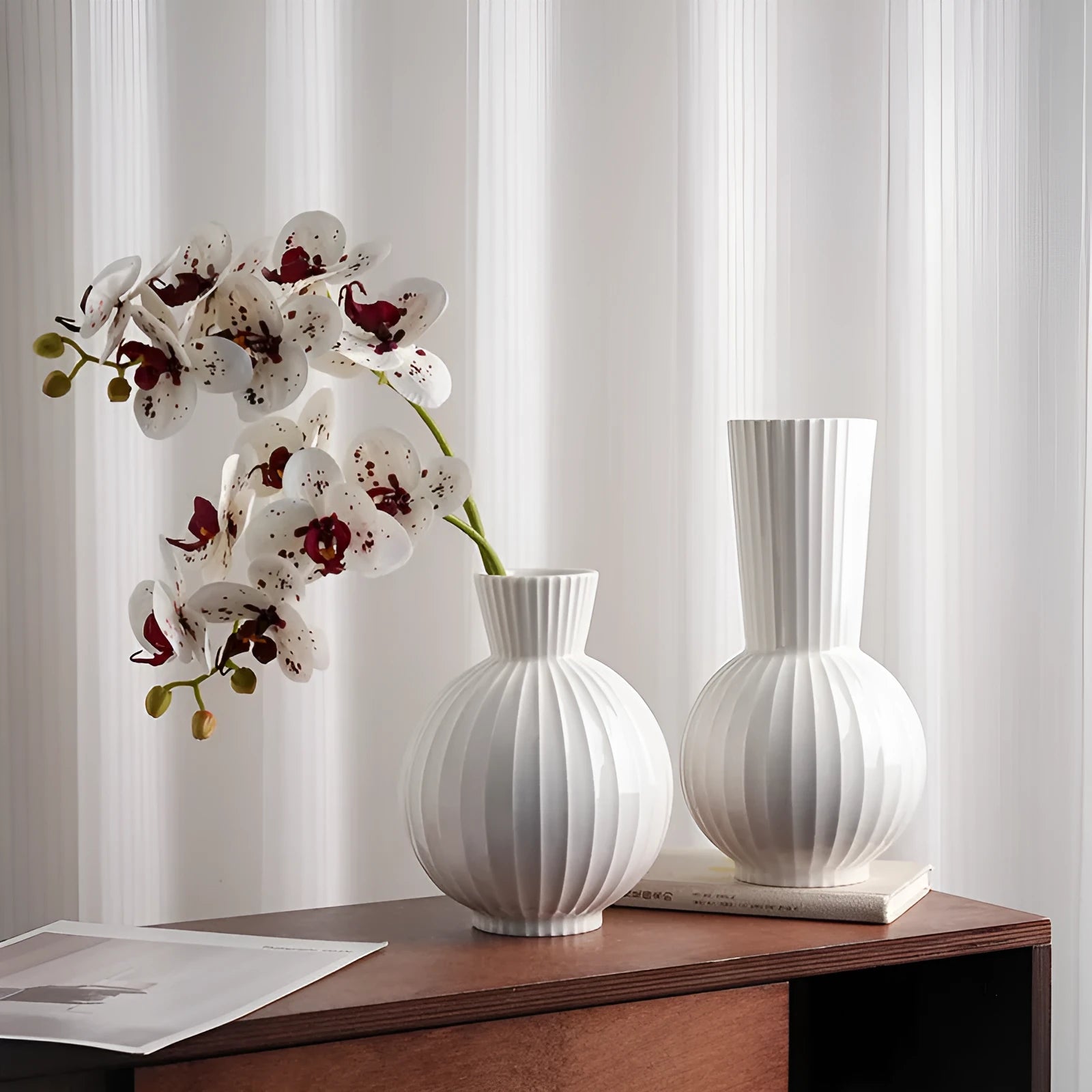Ball striped ceramic vase collection in American country style with six design options