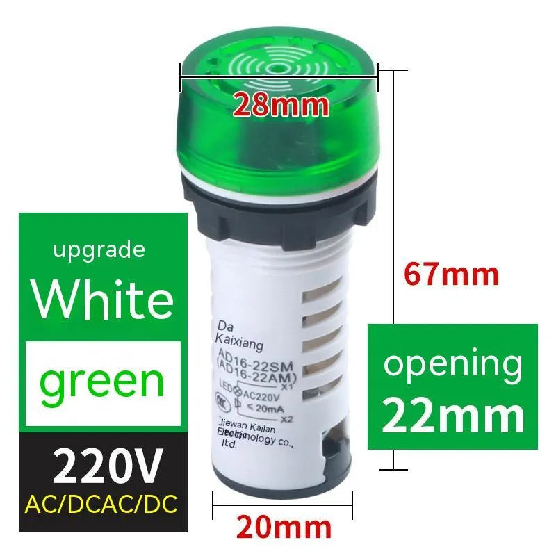 Red AD16-22SM 22mm round flashing sound and light buzzer for panel mounting