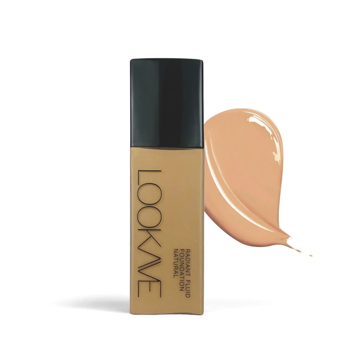 LOOKAVE matte liquid foundation bottle in 21g size showing cream formula