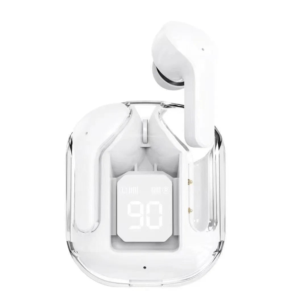 Transparent space capsule case true wireless Bluetooth headset with digital display screen