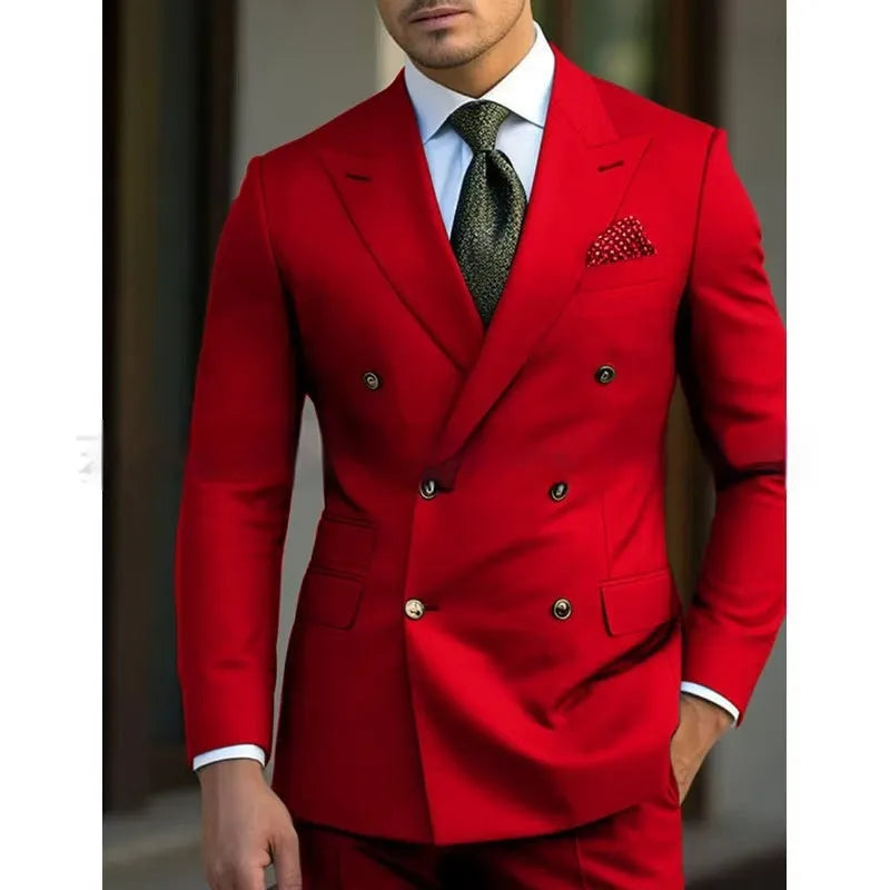 Men's two piece light business suit set in cotton blend fabric available in brown navy and gray sizes XXS to 7XL