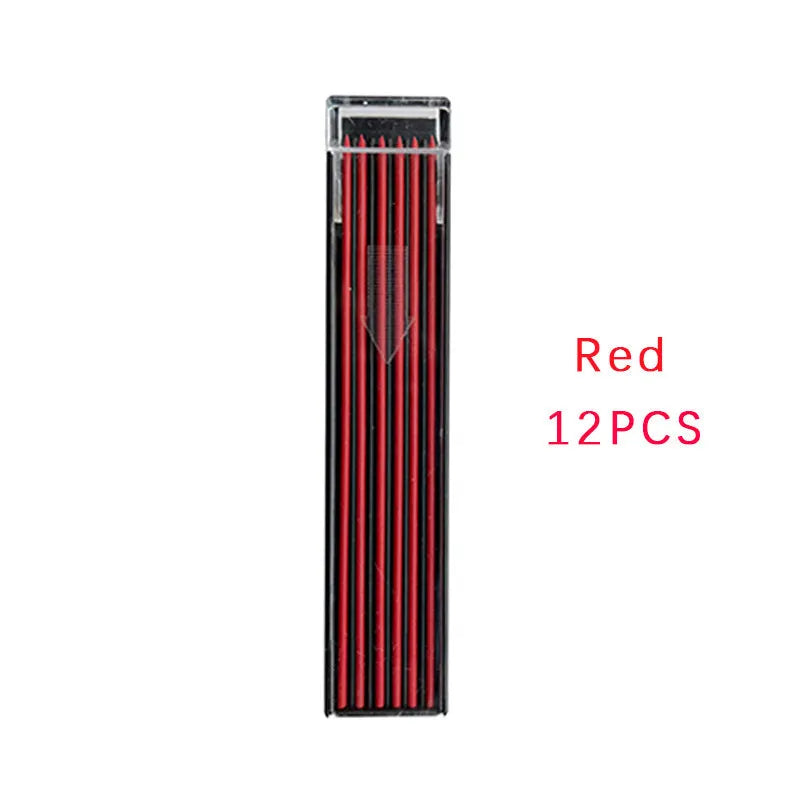 Box of 12 colourful mechanical pencil refill leads for 0.5mm pencils in black blue green orange purple red white yellow