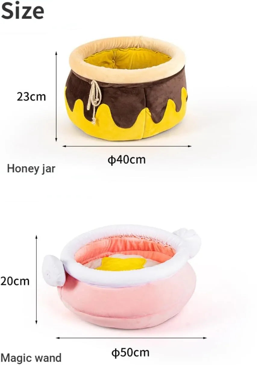 Magic honey pot shaped cat sofa bed in soft fabric with removable pad for small pets