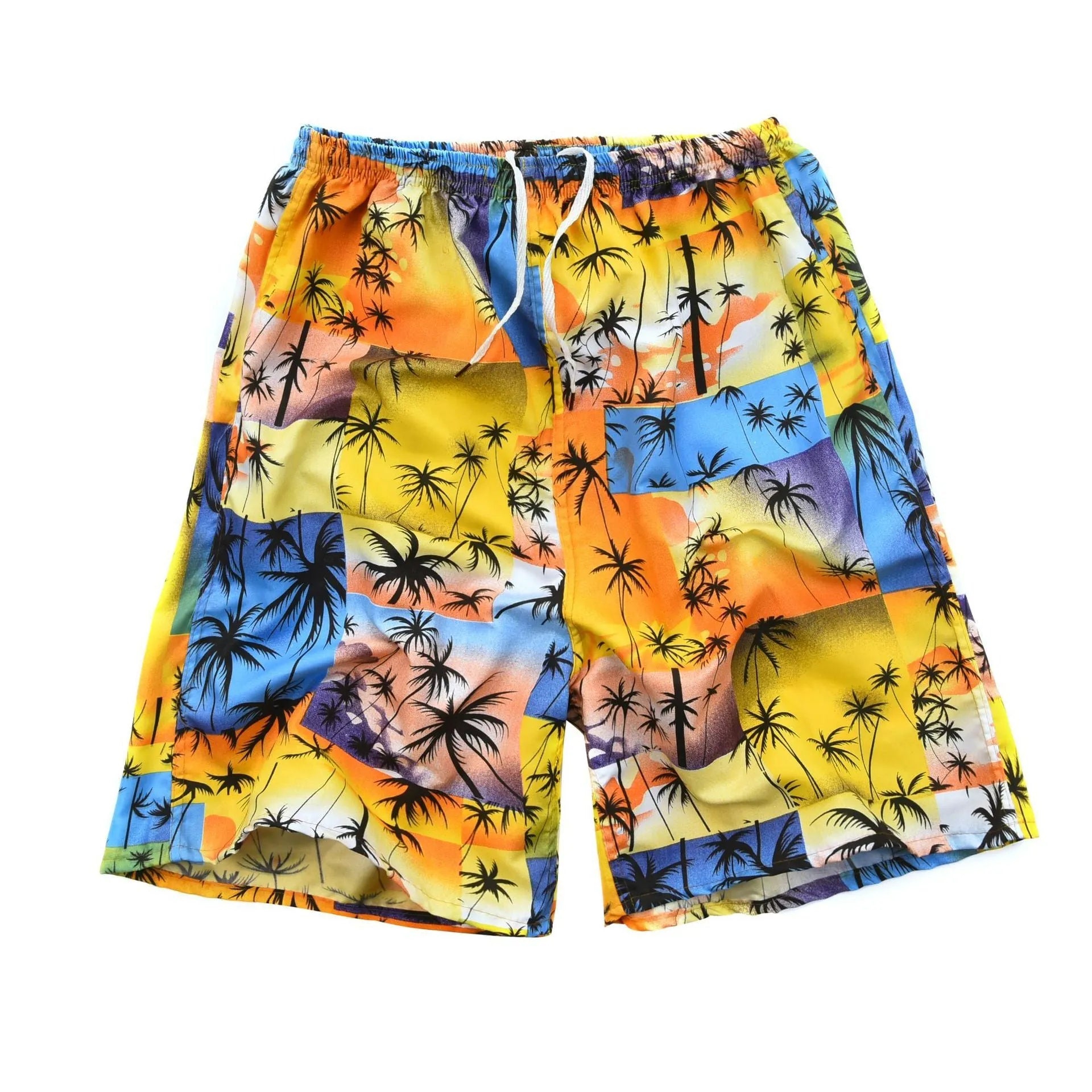 Men's floral printed five-point swimming trunks in free size made of polyester