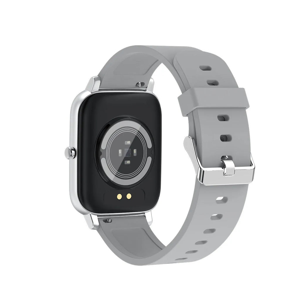 H80 smart watch with black silicone strap showing ECG and blood oxygen monitoring on its 1.69-inch touch screen