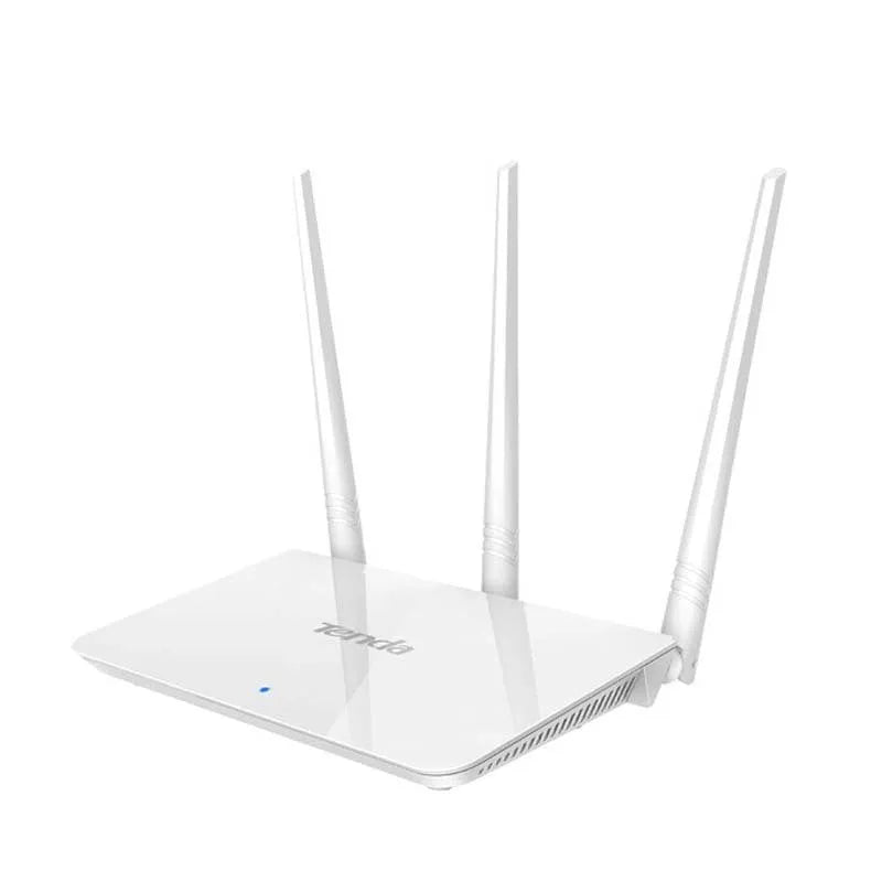White wireless router for home broadband with dual-band 2.4GHz and 5GHz support.