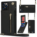Black genuine leather and TPU protective case for a mobile phone on a table
