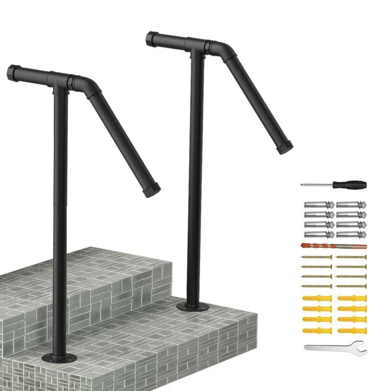 Black metal ladder support with minimalist American household design.