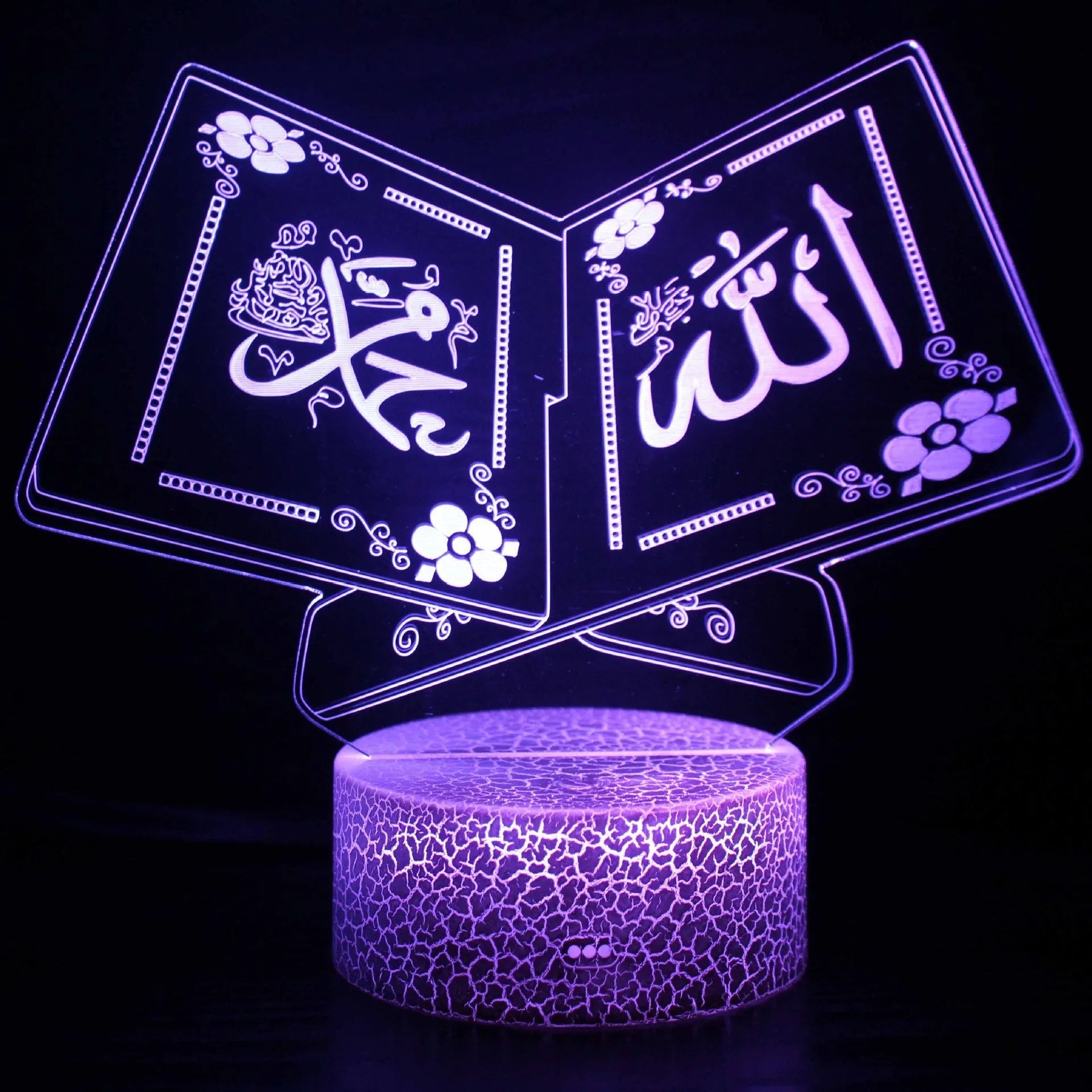 3D cartoon style LED night lamp with USB power cable and touch control base on bedside table