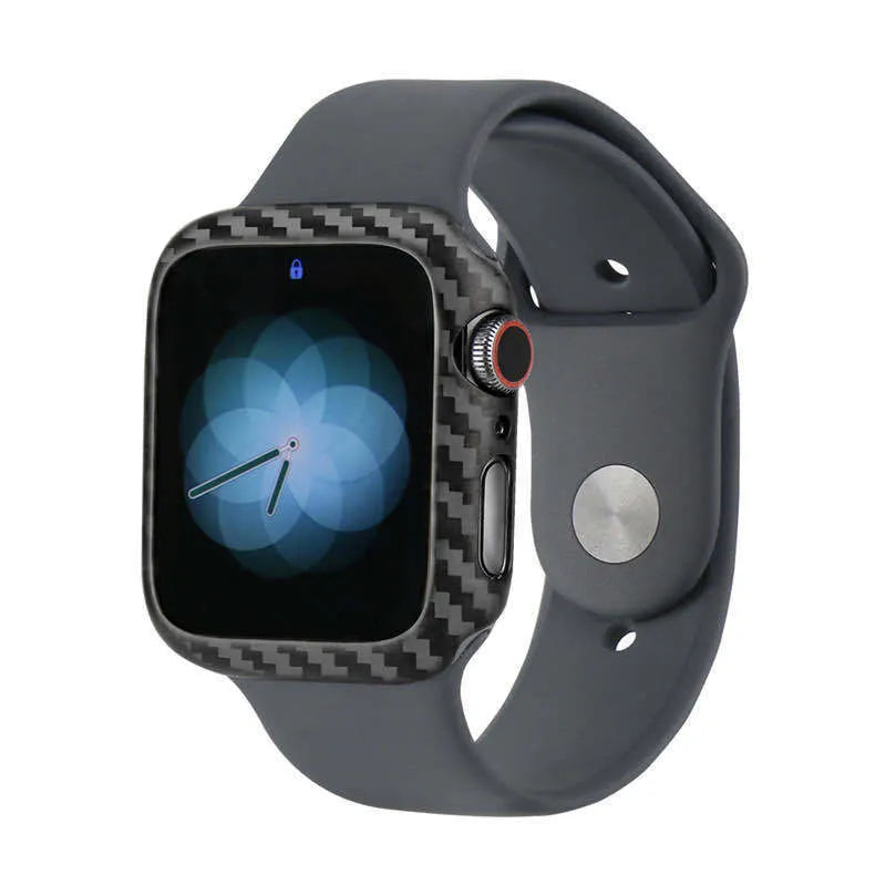 Bright black half wrap leather case on a 44mm Apple Watch 4