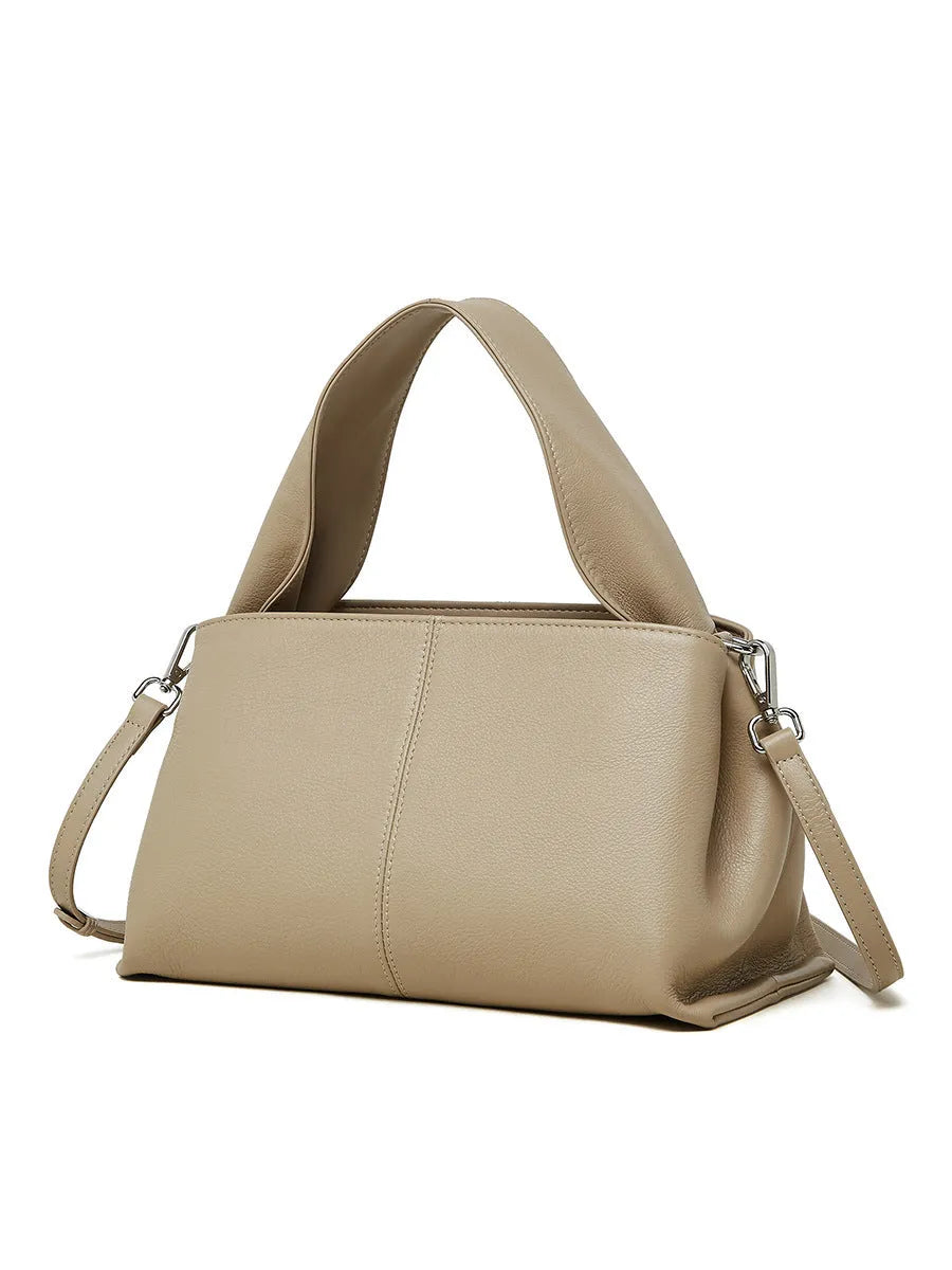 Women's retro texture cowhide messenger bag in horizontal square shape with shoulder strap