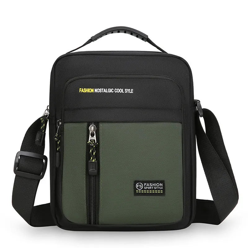Men's casual nylon messenger bag in crossbody design available in four colour options