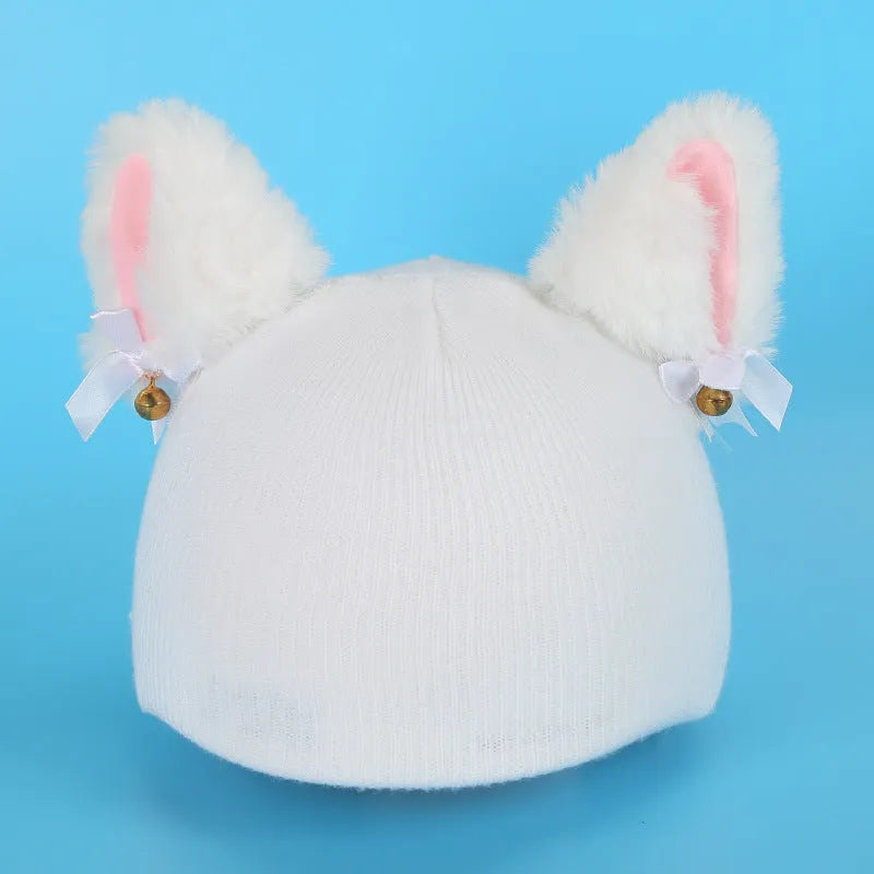 A plush fabric helmet cover with cartoon character ears, shown in size M for bicycle or motorbike use.
