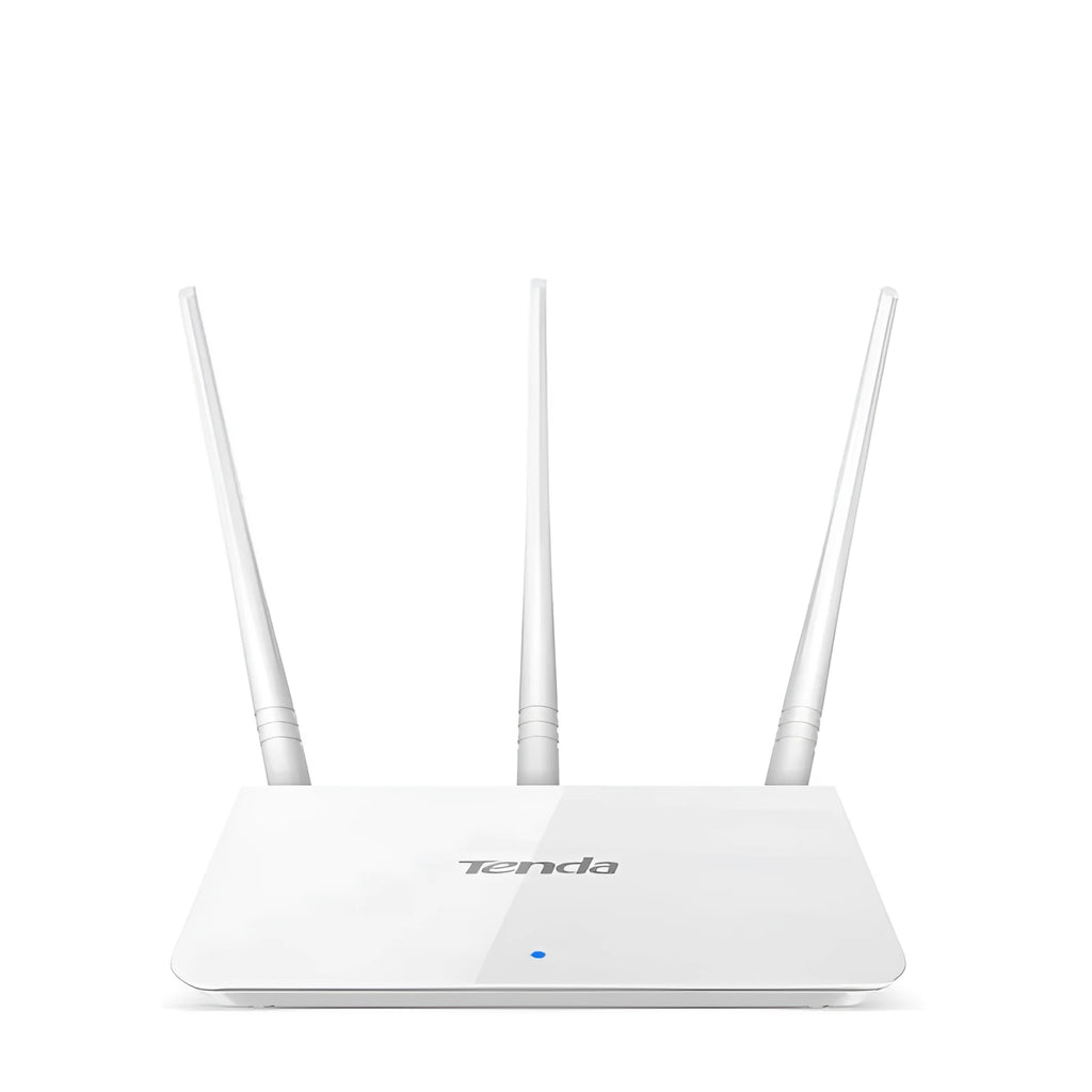 White wireless router for home broadband with dual-band 2.4GHz and 5GHz support.