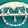 Bridal zircon necklace, earrings, ring, and bracelet four-piece jewellery set in alloy.