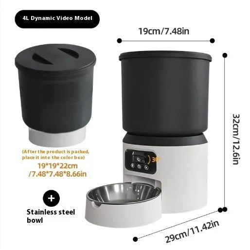4L smart pet feeder with optional video camera and stainless steel bowl