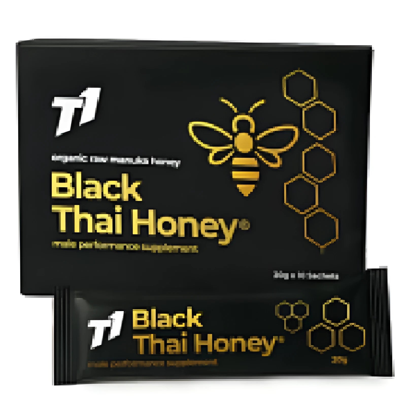 450g glass jar of T1 Black Thai Honey, dark black honey from Thailand