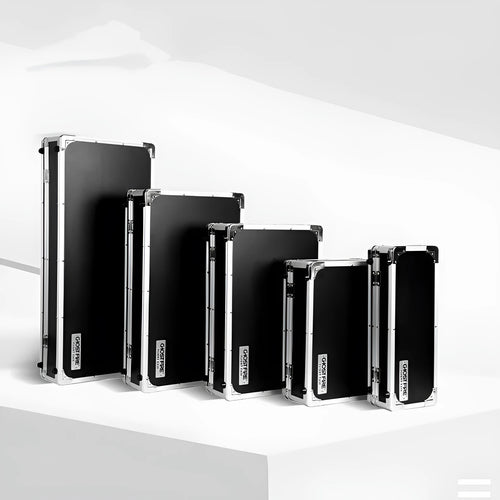Heavy-duty black aviation flight case for T-EC8 trumpet with aluminium corner reinforcements.