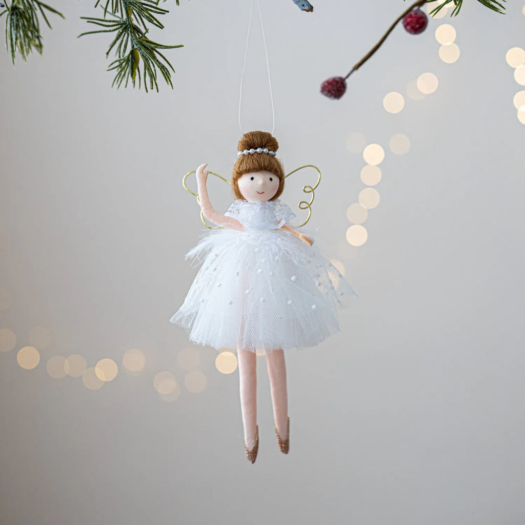 Pink and white cloth ballet angel plush doll pendant for decorative display